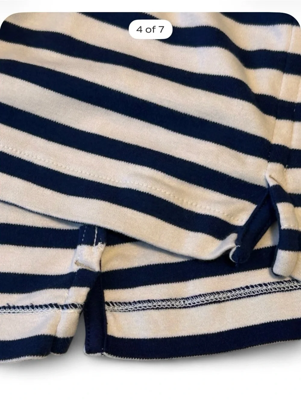 Banana Republic Striped Polo Shirt M, Luxury Touch in Navy & White Short Sleeve